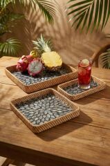 SEDEFLİ BAMBU 3'LÜ TEPSİ DESEN1