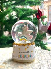 PEMBE UNICORN KAR KÜRESİ DESEN1  13CM