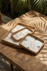 SEDEFLİ BAMBU 3'LÜ TEPSİ DESEN3