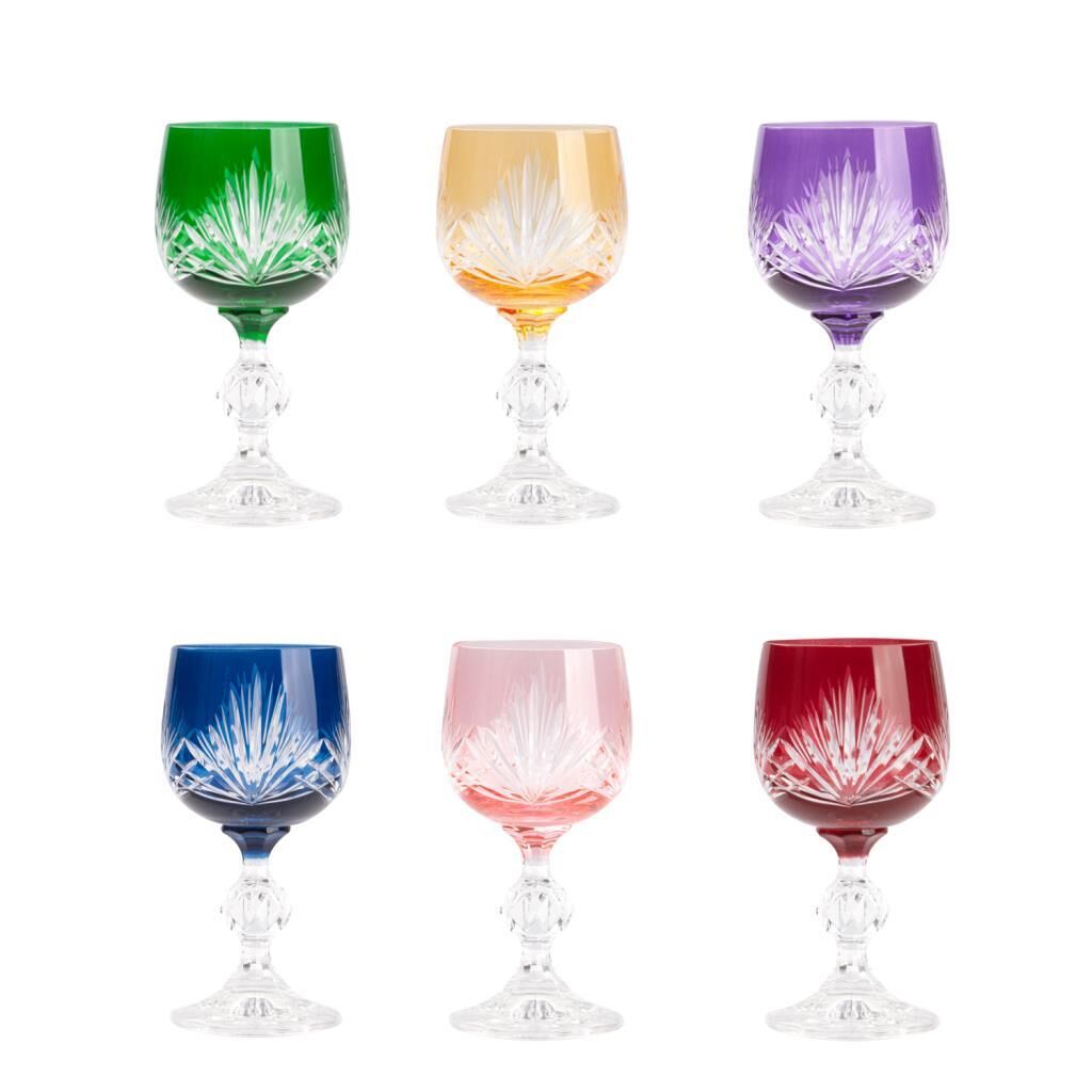 6 RENK KRİSTAL AYAKLI KISA 6'LI KADEH DESEN2