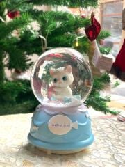 MAVİ KEDİLİ KAR KÜRESİ DESEN1  13CM