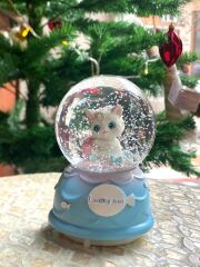 MAVİ KEDİLİ KAR KÜRESİ DESEN1  13CM