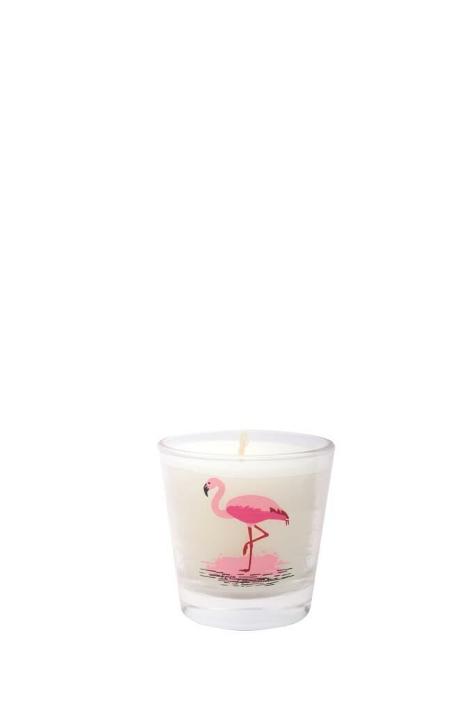 BEYAZ PEMBE FLAMİNGO BARDAK MUM 6X6CM
