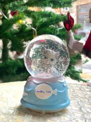 MAVİ KEDİLİ KAR KÜRESİ DESEN2  13CM