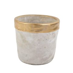 ALTIN ŞERİTLİ BETON SAKSI 13X13CM