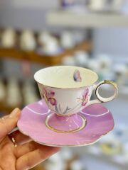 LILYUM PEMBE TEK KİŞİLİK TÜRK KAHVESİ FİNCANI