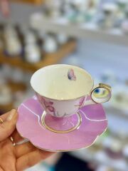 LILYUM PEMBE TEK KİŞİLİK TÜRK KAHVESİ FİNCANI