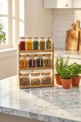 MALIBU BAMBU STANDLI 12'Lİ CAM BAHARATLIK