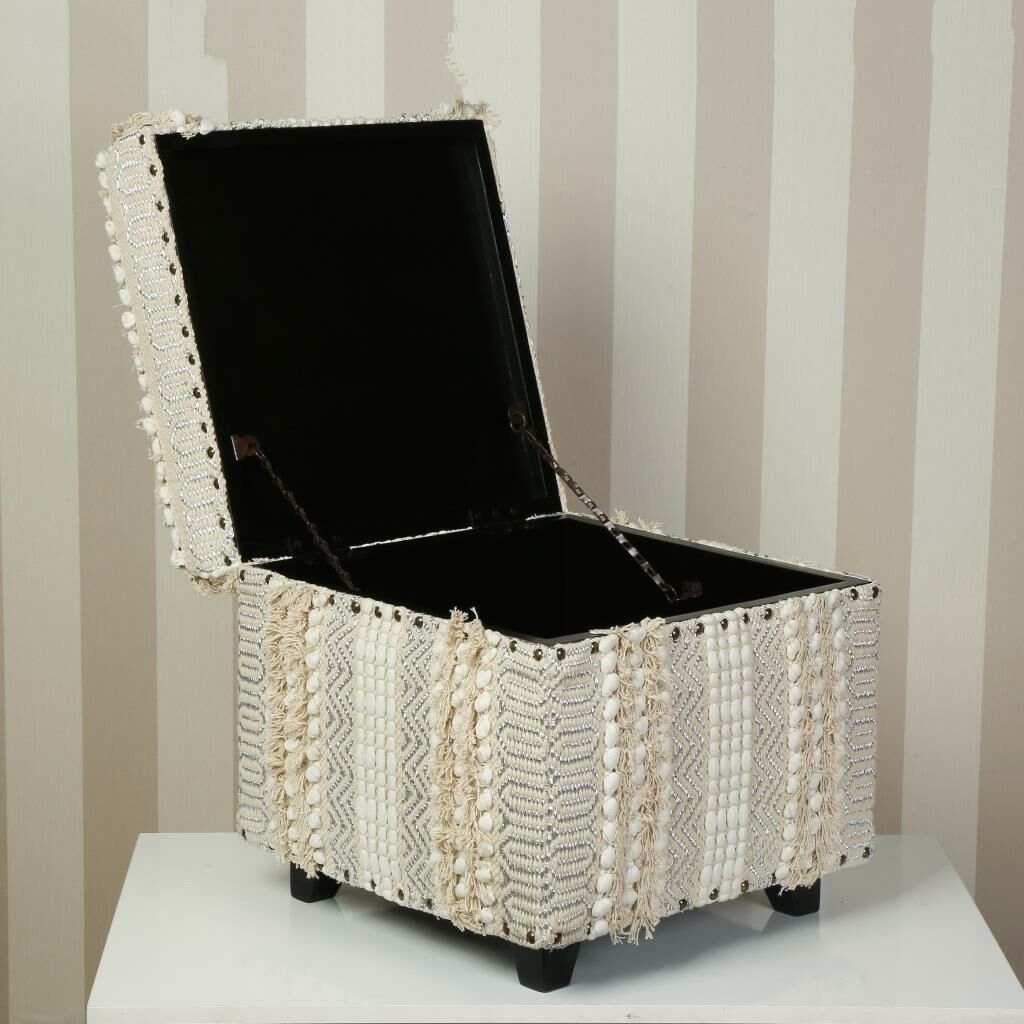 KREM OTANTİK SANDIK/PUF 40X40X40CM