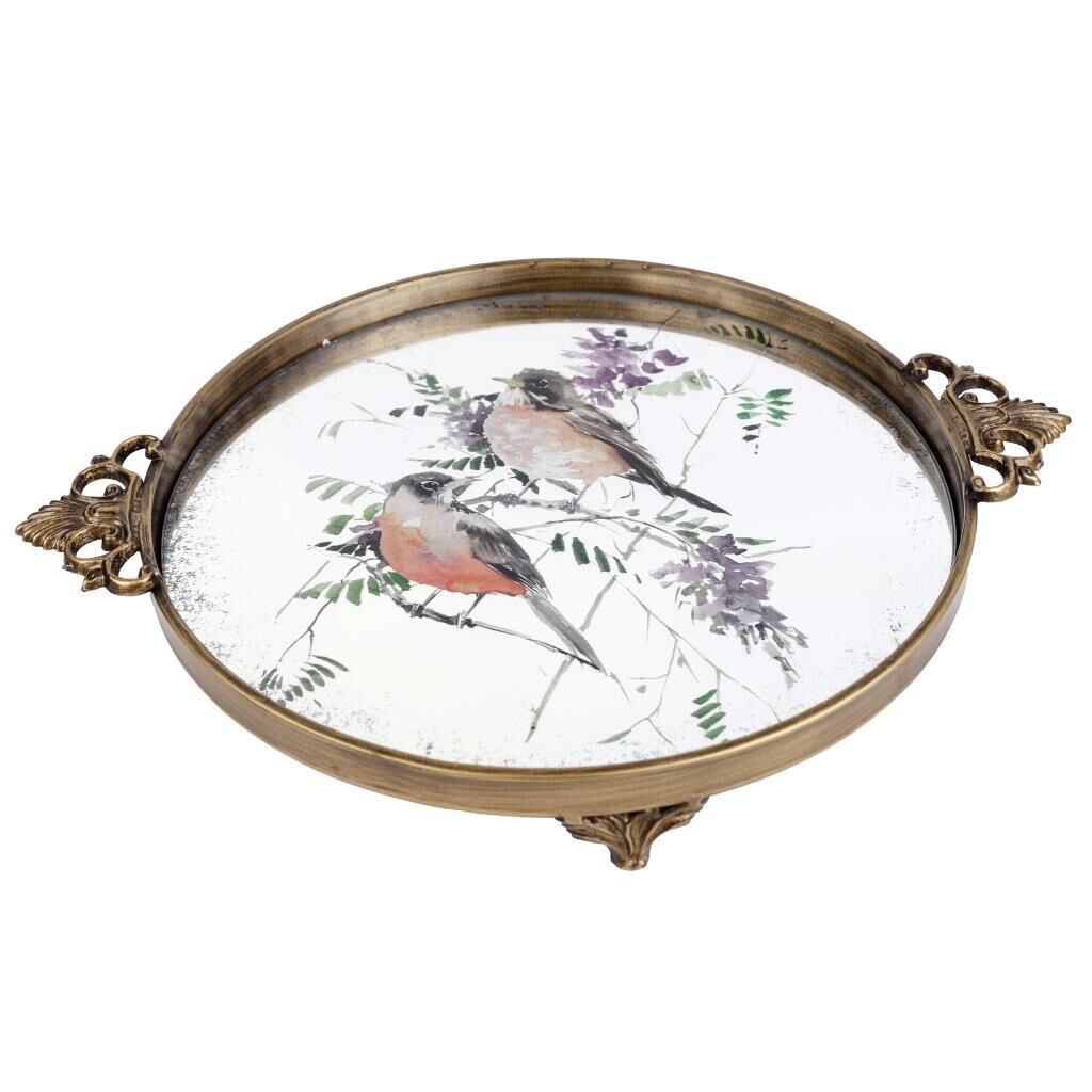 LYON AYNALI KUSLU OVAL TEPSİ 39X31X5CM