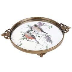 LYON AYNALI KUSLU OVAL TEPSİ 39X31X5CM