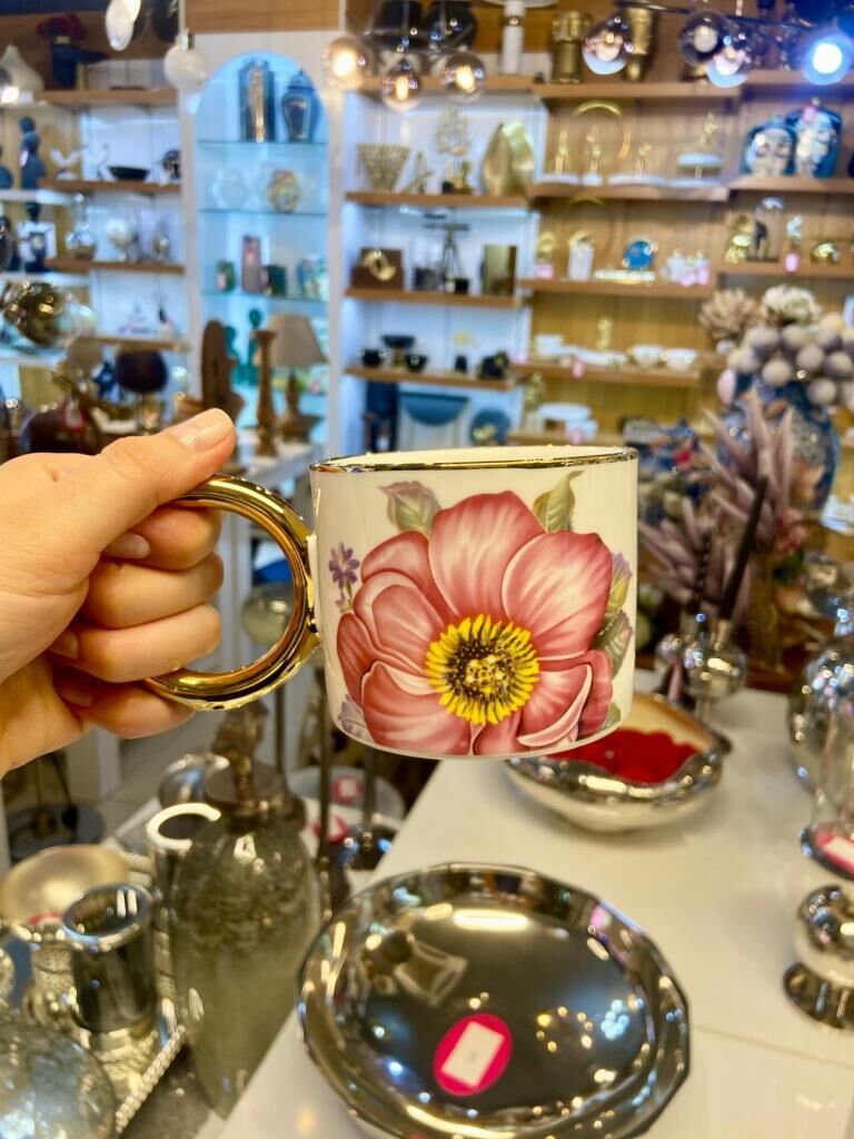 PEMBE FLOWER PORSELEN KUPA