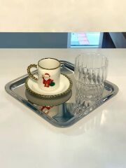 GÜMÜŞ KARE TEKLİ SUNUM TEPSİSİ 21CM