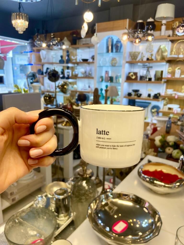 DICTIONARY LATTE YAZILI PORSELEN KUPA