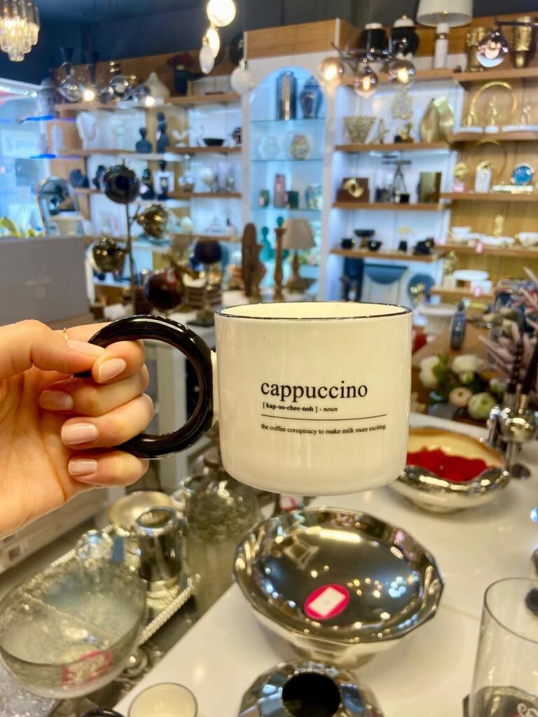 DICTIONARY CAPUCCİNO YAZILI PORSELEN KUPA