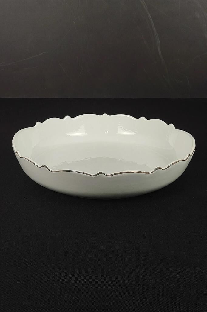 WAVE BEYAZ ALTIN YUVARLAK SUNUM TABAK 32CM