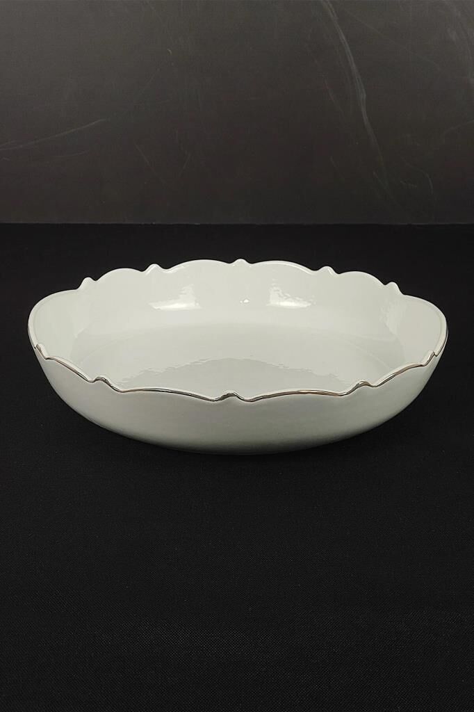 WAVE BEYAZ ALTIN YUVARLAK SUNUM TABAK 32CM