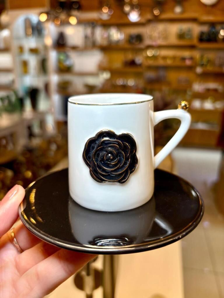 ROZSA SİYAH TEK KİŞİLİK TÜRK KAHVESİ FİNCANI