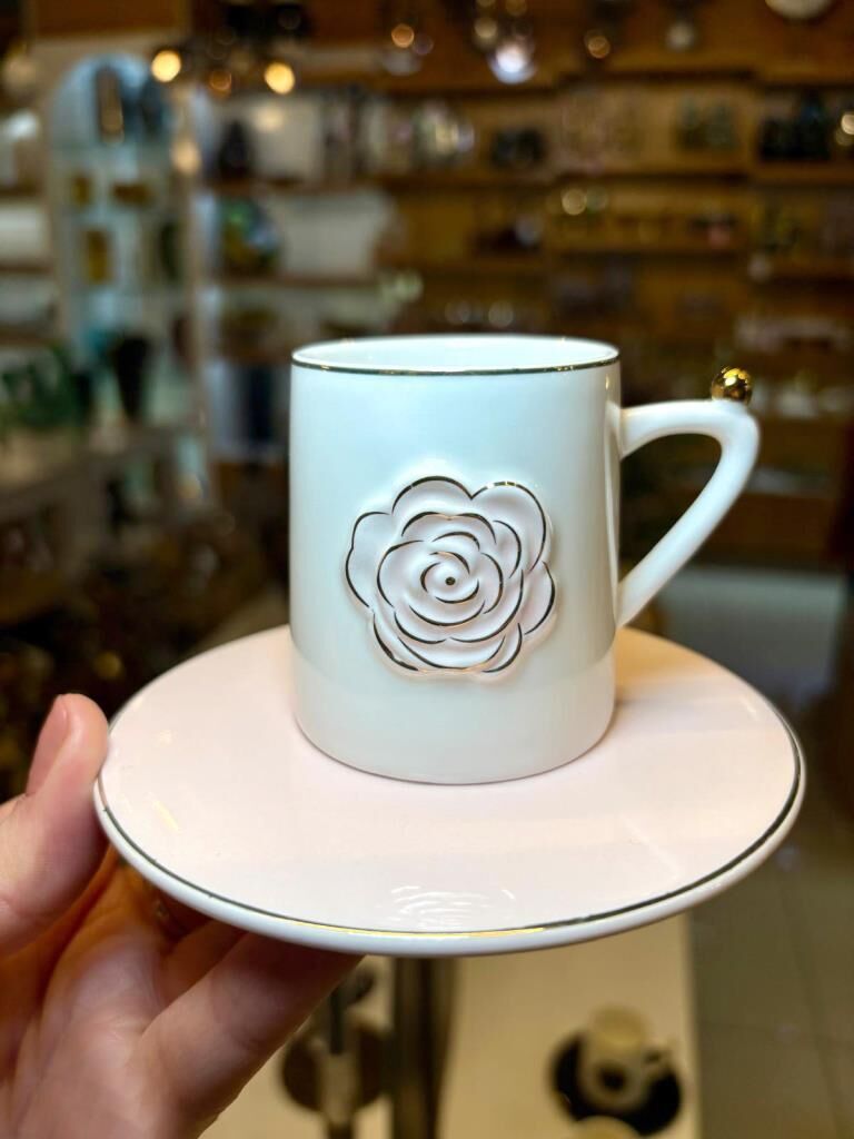 ROZSA PEMBE TEK KİŞİLİK TÜRK KAHVESİ FİNCANI