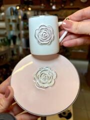 ROZSA PEMBE TEK KİŞİLİK TÜRK KAHVESİ FİNCANI