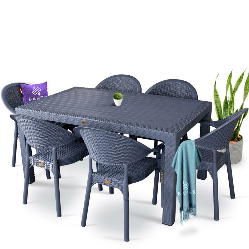 CAPİSSİ ANTRASİT CAMSIZ RATTAN MASA SETİ 90X150CM