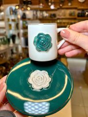 ROZSA YEŞİL TEK KİŞİLİK TÜRK KAHVESİ FİNCANI