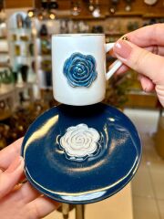 ROZSA LACİVERT TEK KİŞİLİK TÜRK KAHVESİ FİNCANI