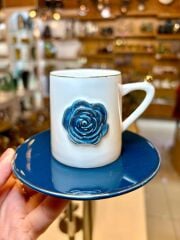 ROZSA LACİVERT TEK KİŞİLİK TÜRK KAHVESİ FİNCANI