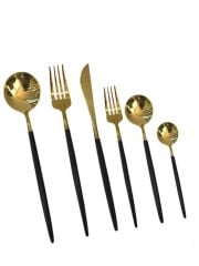 SİYAH PARLAK ALTIN 36 PARÇA ÇATAL KAŞIK BIÇAK SETİ