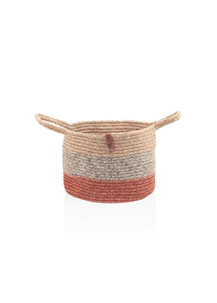 KİREMİT BAMBU JÜT YUVARLAK KULPLU SEPET 25X20CM
