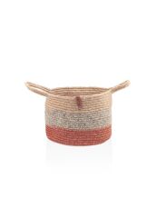 KİREMİT BAMBU JÜT YUVARLAK KULPLU SEPET 25X20CM