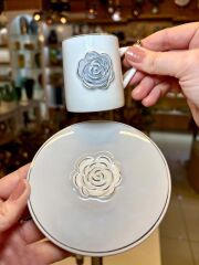 ROZSA GRİ TEK KİŞİLİK TÜRK KAHVESİ FİNCANI