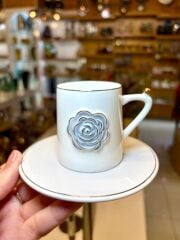 ROZSA GRİ TEK KİŞİLİK TÜRK KAHVESİ FİNCANI