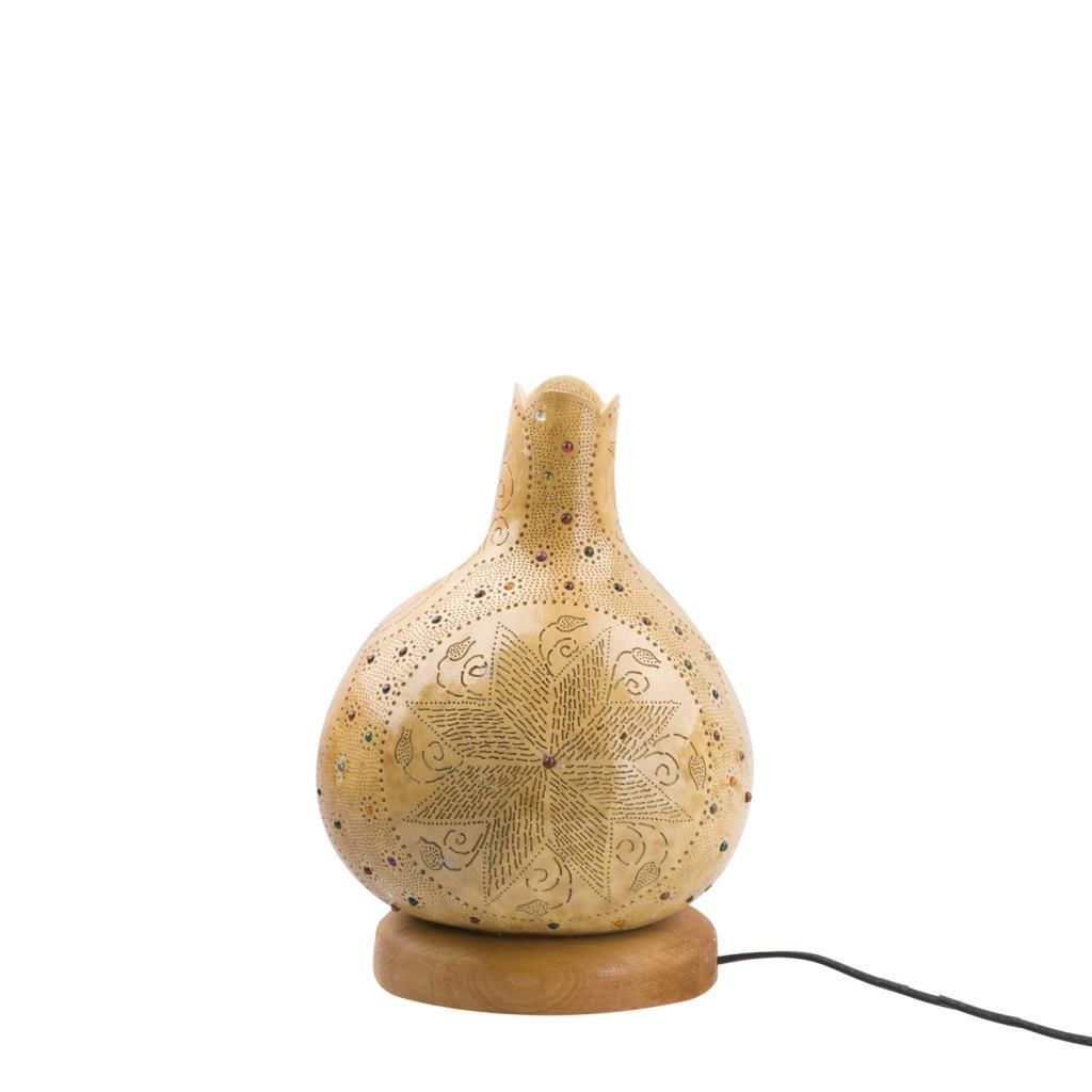 SU KABAĞI RENKLİ ÇİÇEK İŞLEMELİ DEKORATİF AYDINLATMA 34CM