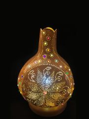 SU KABAĞI RENKLİ ÇİÇEK İŞLEMELİ DEKORATİF AYDINLATMA 34CM