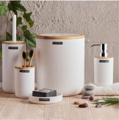 LISBONE BEYAZ BAMBOO 5'Lİ BANYO SETİ