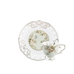 SU YEŞİLİ İŞLEMELİ TEK KİŞİLİK TÜRK KAHVESİ FİNCANI