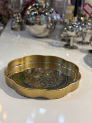 ALTIN ESKİTME İŞLEME DESEN YUVARLAK TEPSİ 33CM