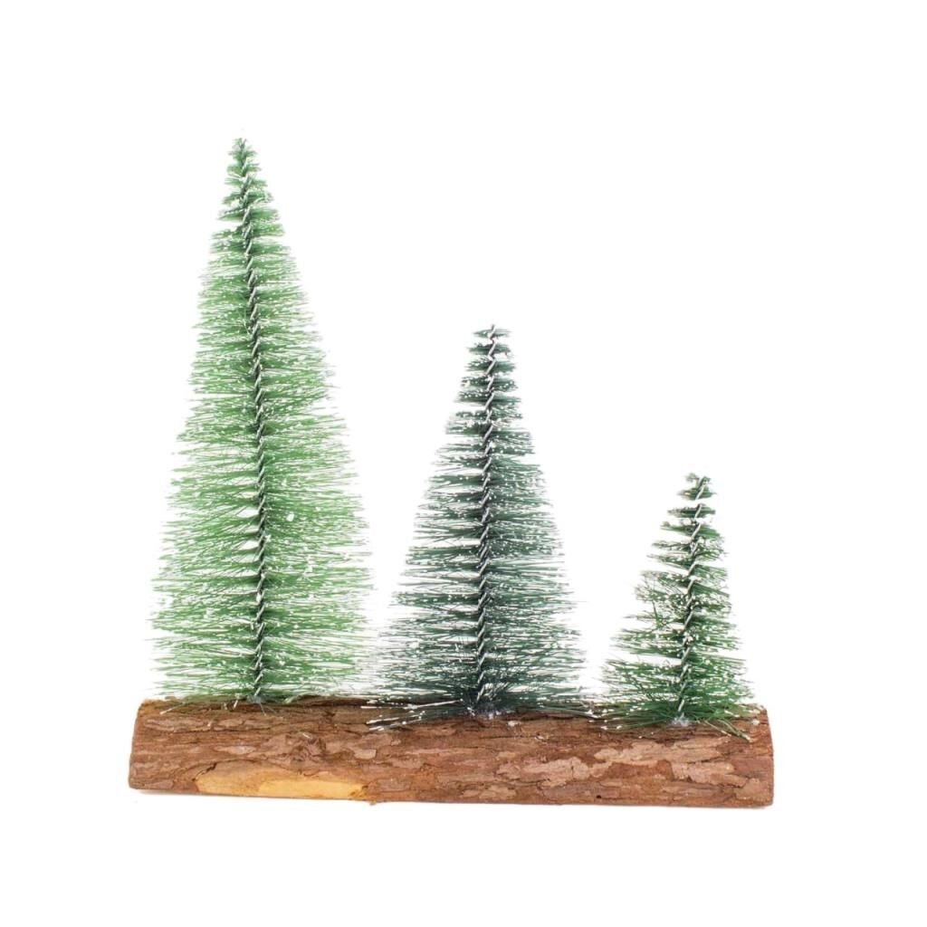 3'LÜ KÜTÜK ÜZERİ KARLI ÇAM DEKOR