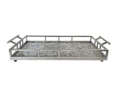 GÜMÜŞ-MERMER ESKİTME DİKDÖRTGEN TEPSİ 69cm