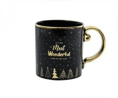 SİYAH ALTIN NOEL TEMALI KUPA 355ML