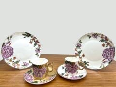 LIENNA 2 KİŞİLİK ÇAY FİNCANI&PASTA TABAĞI SETİ 6 PARÇA