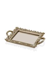 BRONZ AYNALI DEKORATİF TEPSİ 55X30CM