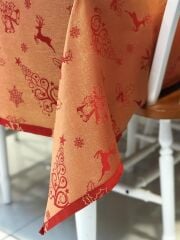 KIRMIZI ALTIN KARTANESİ DESEN MASA ÖRTÜSÜ 225X150C
