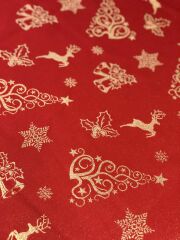 KIRMIZI ALTIN KARTANESİ DESEN MASA ÖRTÜSÜ 225X150C