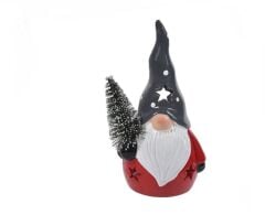 KIRMIZI GRİ NOEL CÜCE DEKOR/MUMLUK 8X6X13