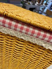 BEJ SENTETİK HASIR KARE ÇAMAŞIR SEPETİ 33X33X52CM