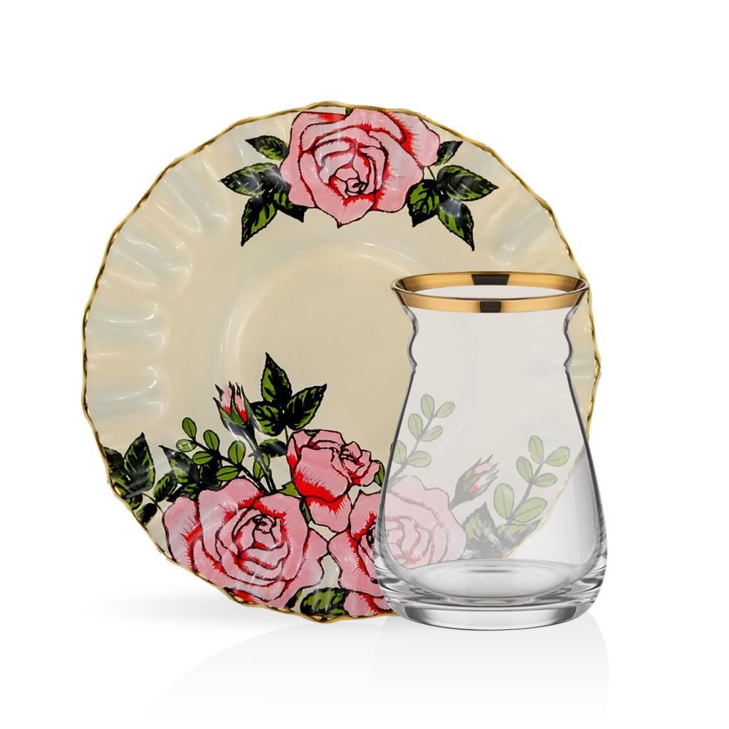 ROSELINE KREM 6 KİŞİLİK ÇAY SETİ