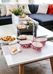 CORALLO KIRMIZI 4 BÖLMELİ ÇEREZLİK 28X28X21CM