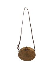 MAVİ ETNİK DESEN OVAL HASIR ÇANTA